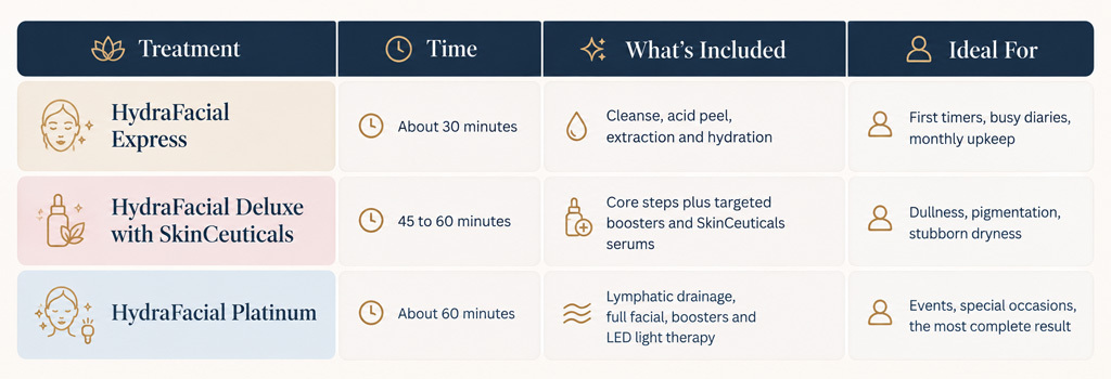 Express, Deluxe or Platinum: Which HydraFacial Is Right for You? 